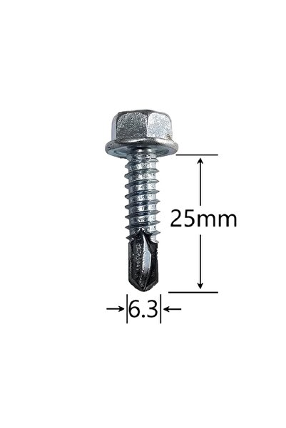 Gray Square Surub Autoforant Cap Hexagonal 6.3x25mm Zincat - 100buc/cutie