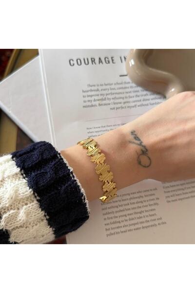 Alice İsstanbul Steel Row Leaf Bracelet