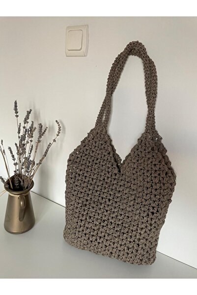 ELİŞİ MODA Handmade Paper String Knitted Bag, Daily Shoulder Bag with Strap, ...