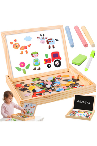 zola Tabla magnetica educativa 2 in 1, 108 piese, marker, creta, 30.5x23.5x3....