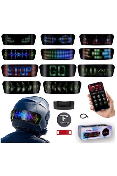 TeknoFun Akıllı Kask LED Ekranı - Bluetooth APP Kontrollü Sinyal ve Hız Göste...