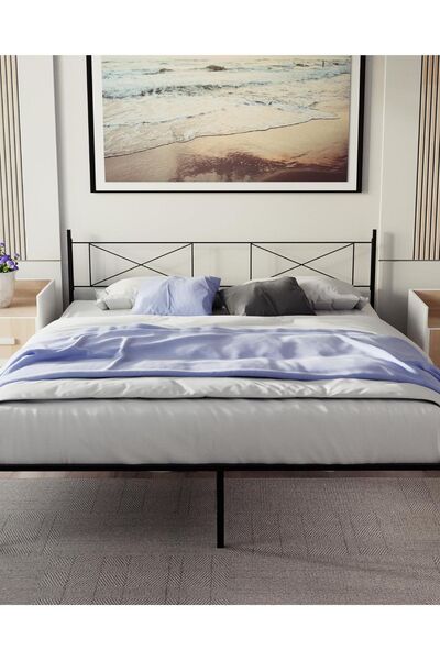 Dotail Cadru de pat Dreamzie cu somieră, 140 x 190 cm, metal, cu picioare și ...