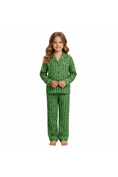 Leni Kids Children's Green Patterned Pajama Set