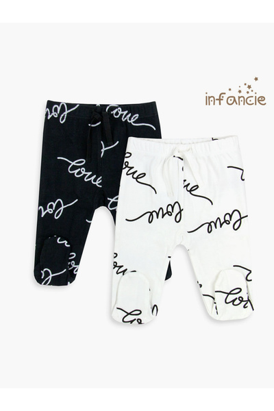 Infancie By Styli Pack of 2 - Baby Super Soft Cotton Footed Pants