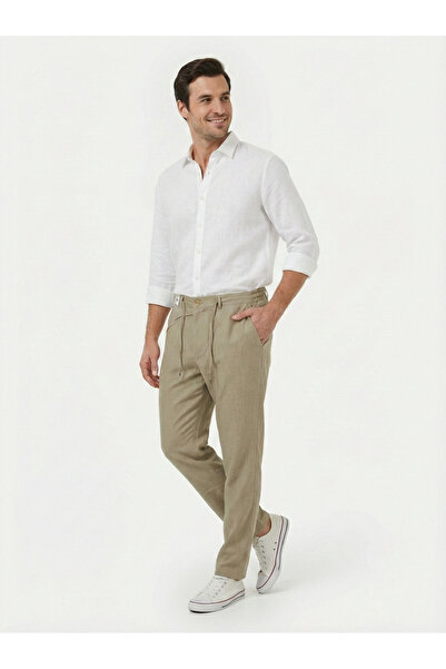 dcn giyim 1985 Men's Lace-Up Linen Slim Jogger-6009
