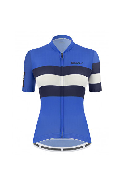Santini Tricou ciclism elegant Bengal pentru femei - Albastru/Alb/Negru - L