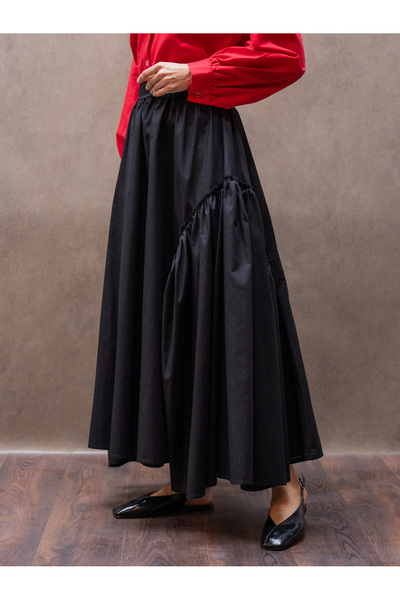 KÜÇÜĞÜM BUTİK Black Pleated Poplin Skirt