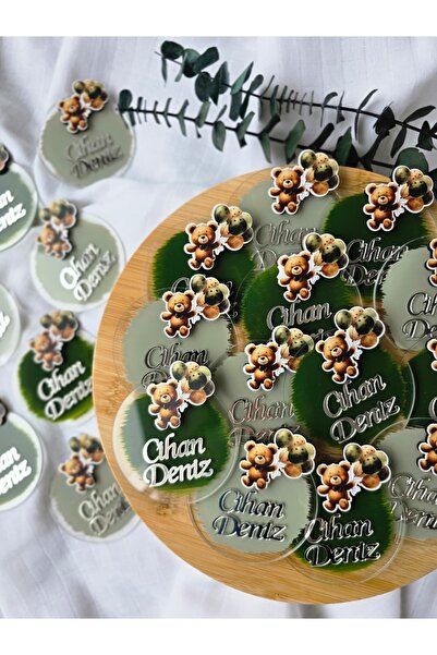 Pass Pano Yeşil Balonlu Ayıcık Temalı İsimli Pleksi Magnet - Yenidoğan Doğum ...