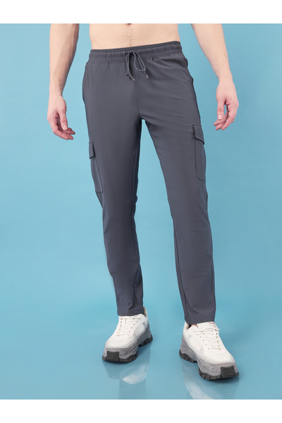 Technosport By Styli Grey Solid 4-Way Stretch Cargo Pants