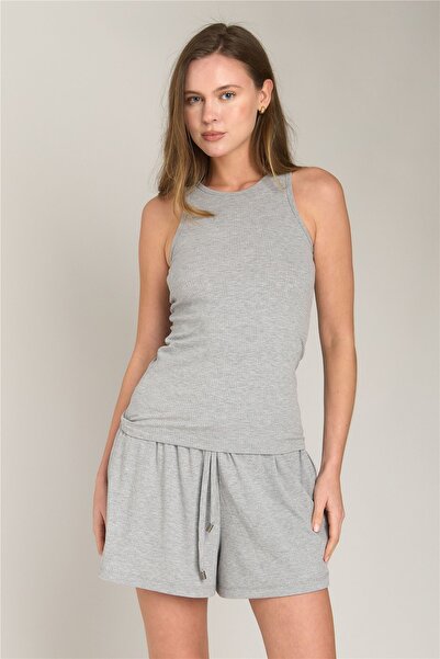 LOVELY THINGS CAROL Kaşkorse Şort Pijama Altı - Gri Melange