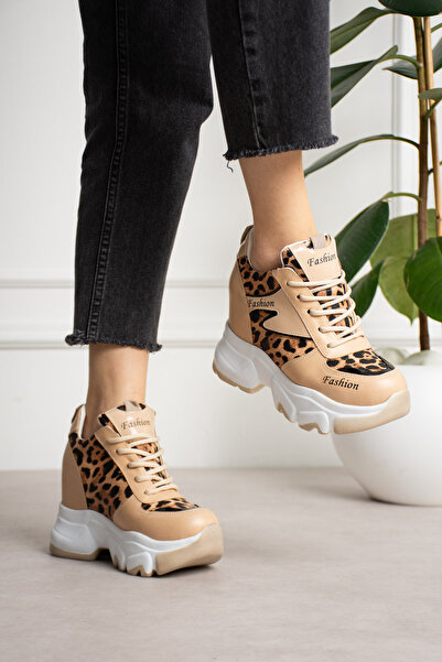 LEYDİ SHOES VALENCIA NUD LEOPARD TĂLPI ÎNALTĂ SPORTIVE