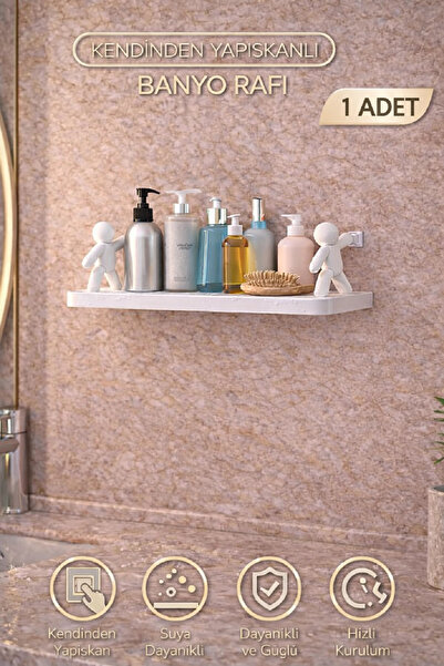 Berdina Home Figürlü Kendinden Yapışkanlı Craft Banyo Rafı Organizer Duvara M...