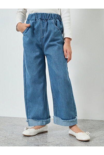 Styli Girls Wide Leg Jeans with Elastic Waist