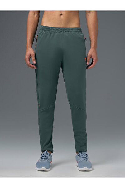 Technosport By Styli Green Solid Track Pants with Zip Pocket