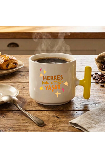 Finka Dekor Everyone Gets What They Deserve Printed-Yellow t Gift Ceramic Mug...
