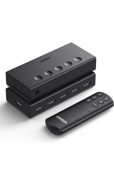 Ugreen HDMI Switch 5 in 1 + IR, 3D Support Ugreen, Black, 4K@60Hz