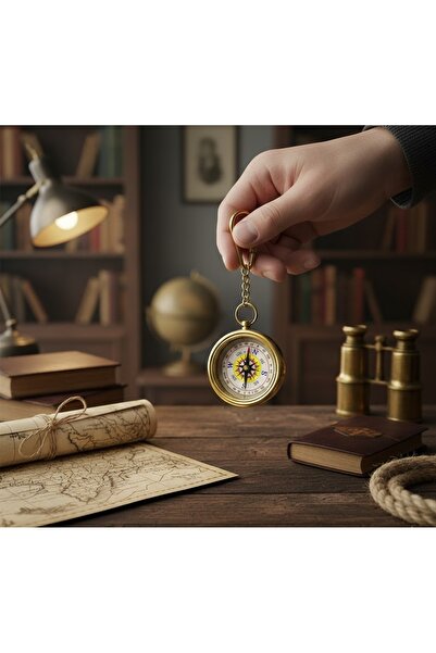 Kuzey Tacı Nautical Series: Genuine Brass Functional Compass Keychain - Vinta...