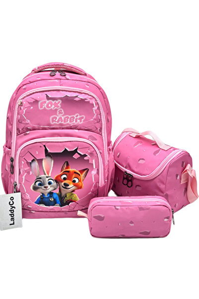 LaddyCo Girl's First School Bag Waterproof Fabric Thermal Lunch Bag and Penci...