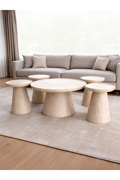 BEC22 Modern round coffee table set, 5 pieces