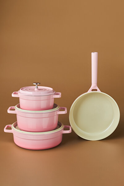 Karaca Swiss Crystal Neocast 7 Parça Döküm Tencere Seti Pembe