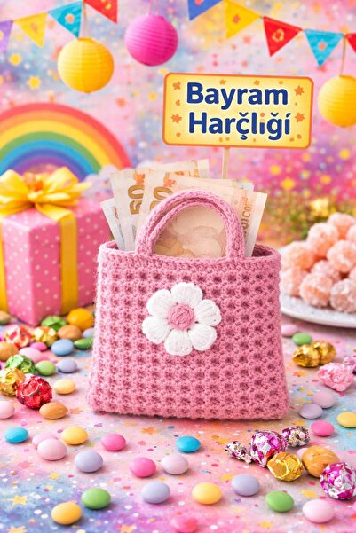 ESU ACCESSORY Çiçek Figürlü Mini El Çantası - El Yapımı Pembe Çocuk Aksesuar ...