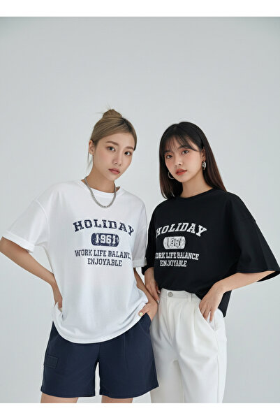 DAXİS Sportwear Company 2-Pack Printed Unisex Oversize T-Shirt