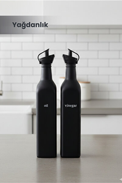 Orvila 2-Piece Glass Oil Pot 500 ml Black Vinegar Container Liquid Oil Olive ...