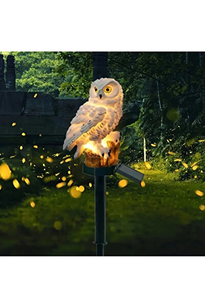 UBX Lampă solară de grădină LED, model bufniță, plastic, 0,2 W, IP67, întreru...