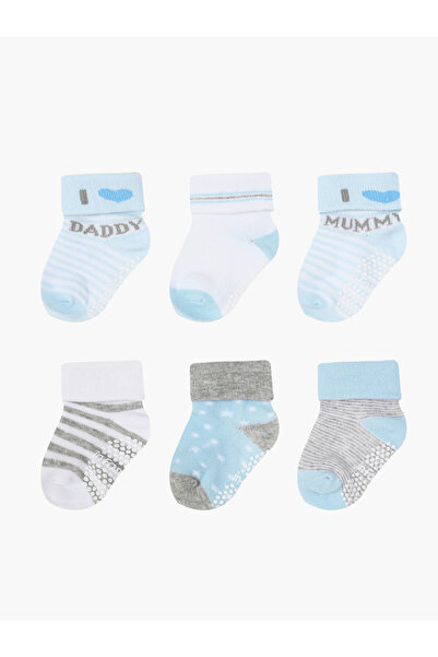 Infancie By Styli Pack of 6 - Turn-Up Non Slip Knitted Socks