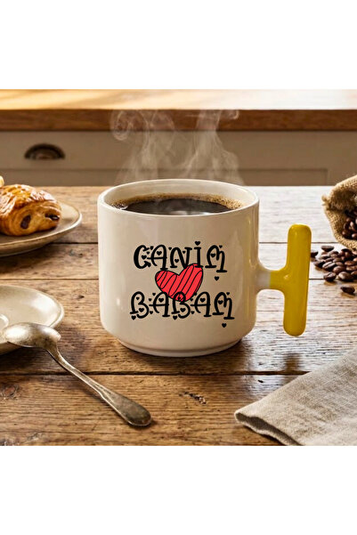 Finka Dekor My Dear Dad Printed-Yellow t Gift Ceramic Mug Cup