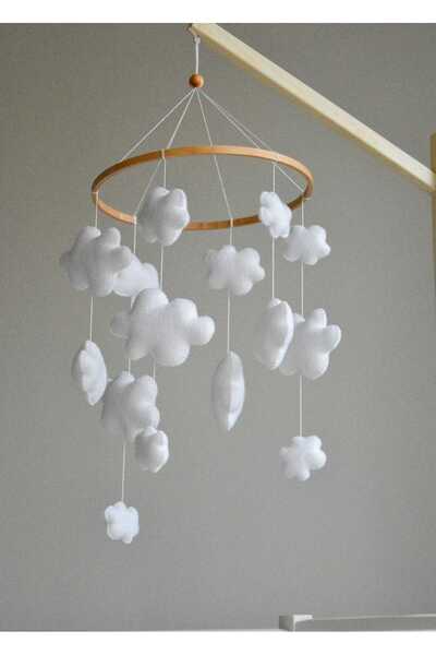 TREND METFİQ DECORATİON Doğal Ahşap ve Keçe Bebek Dönencesi - İskandinav Tarz...