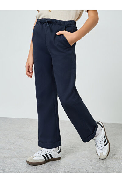 Styli Boys Navy Blue Cotton Drawstring Pants