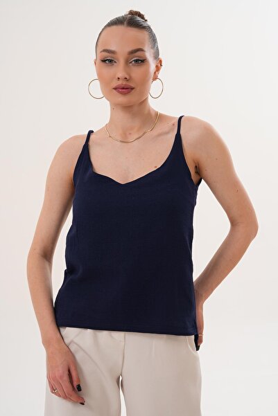 ŞİMAL Γυναικεία μπλούζα μουσελίνα με κορδόνια 260001 -