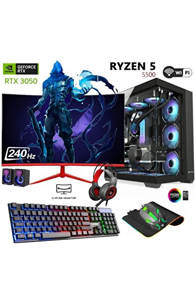 Apphirex OMEN X50 Ryzen 5 5500 16GB 512GB M2 SSD RTX3050 GDDR6 24'' 240Hz Cur...