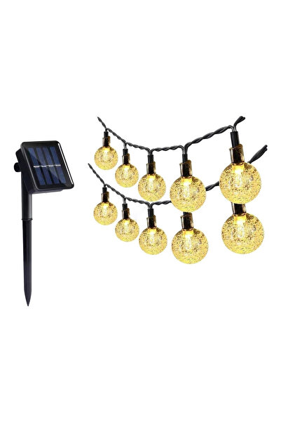 UBX Гирлянда от слънчеви панели, 7 м, топло бяла, Водонепромокаем IP44, 8 реж...