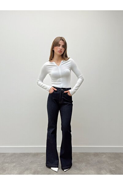 Maldia Shop Spanish Style High Waist Dark Blue Trousers