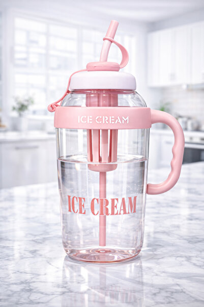 Ezupack Ice Cream Bottle Ice-Looking Water Bottle with Straw and Strainer - L...