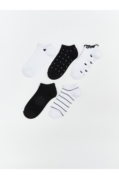 LC Waikiki Patterned Girls' Trainer Socks 5-Pack