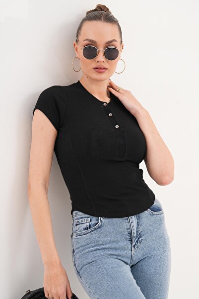 ŞİMAL Γυναικεία μπλούζα καμισόλ με λεπτομέρεια στο γιακά και κουμπιά 260032