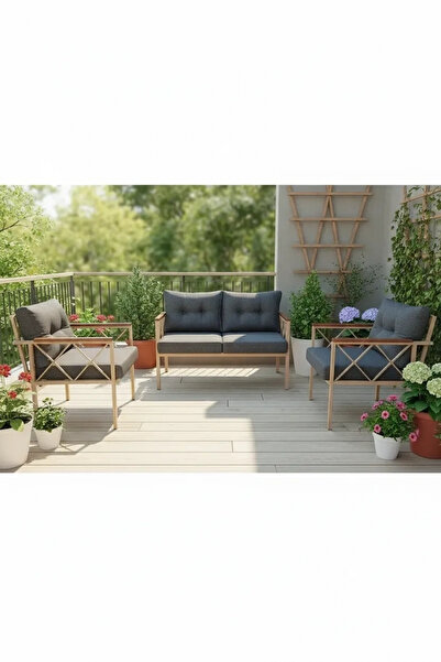 adımshops Safir cappuccino profil Balkon-bahçe-kafe Çay Seti Koltuk Oturma Ta...