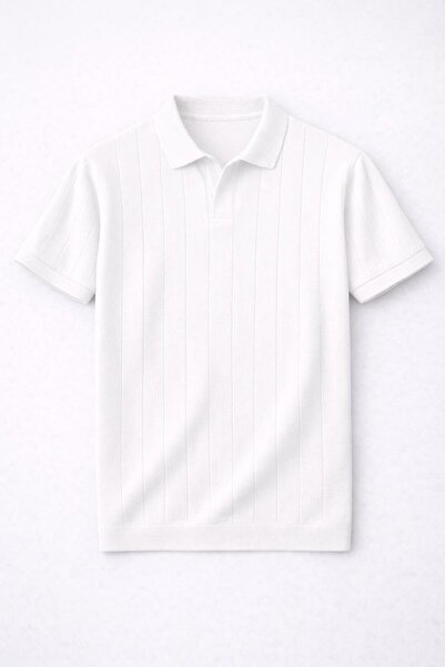 Valiberta Striped V-Neck Slim Knitwear Oversize Relaxed Fit Polo Collar Men's...