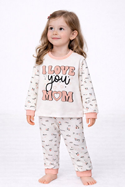 poli foni Kız Çocuk 4-5-6 Yaş I Love Mom&Dad Pijama Takımı