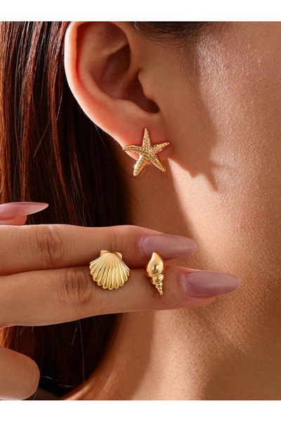 Ervalina 3 Pairs of Sea Figure Earring Set