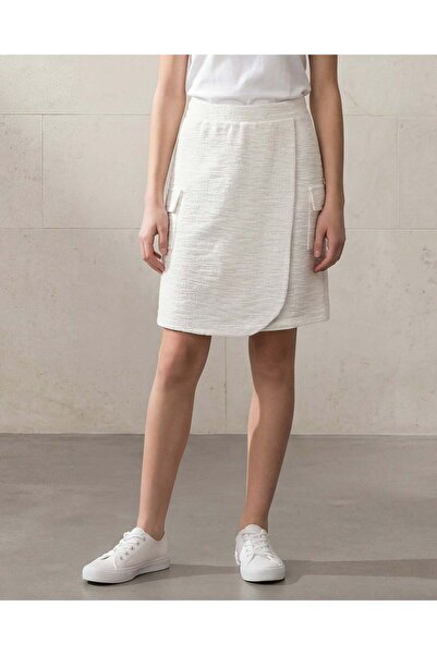 REDTAG Senior Girls White Textured A Line Skort