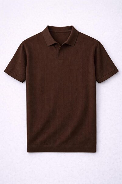 Valiberta Striped V-Neck Slim Knitwear Oversize Relaxed Fit Polo Collar Men's...