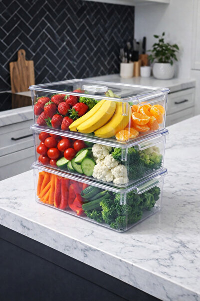 sonnenflügel 3'lü Süzgeçli Havalandırmalı Kapaklı Buzdolabı ve Dolap İçi Düze...