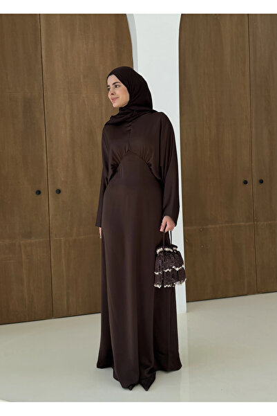 MODA AKSA Beldetay Satin Dress Waterway Brown