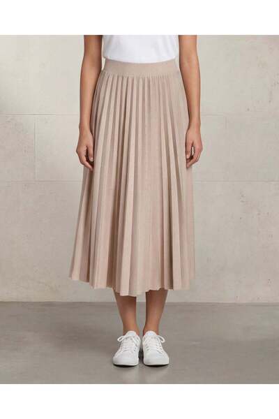 REDTAG Women Beige Embellished Pleated Skirt
