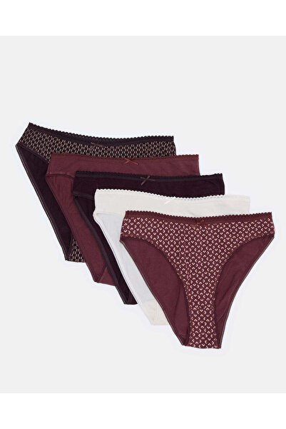 REDTAG Women Assorted Plain High Leg Pack of 5 Brief Set