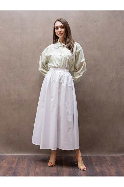 KÜÇÜĞÜM BUTİK White Flared Poplin Balloon Skirt